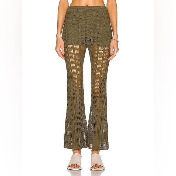 Dion Lee Green Pants Trousers Knit Pinnacle Open Crochet Moss Flared Size 8 - Picture 6 of 14